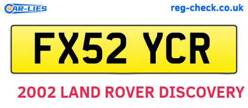 FX52YCR are the vehicle registration plates.