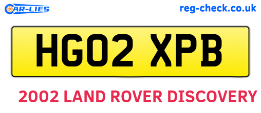 HG02XPB are the vehicle registration plates.