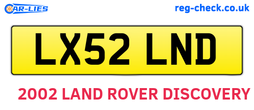 LX52LND are the vehicle registration plates.