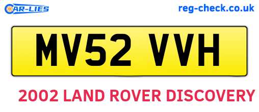 MV52VVH are the vehicle registration plates.