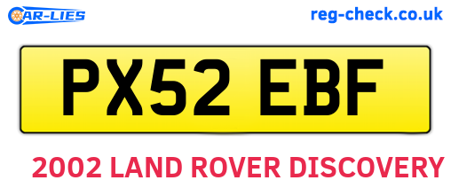PX52EBF are the vehicle registration plates.