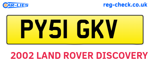 PY51GKV are the vehicle registration plates.