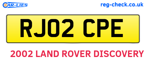 RJ02CPE are the vehicle registration plates.