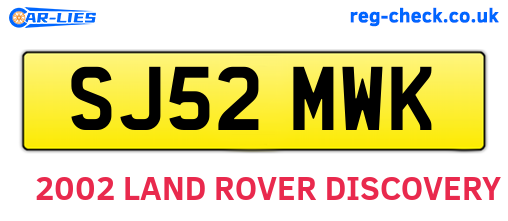 SJ52MWK are the vehicle registration plates.