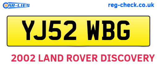 YJ52WBG are the vehicle registration plates.