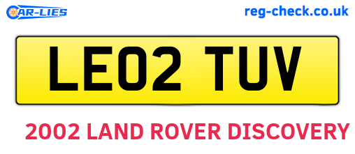 LE02TUV are the vehicle registration plates.