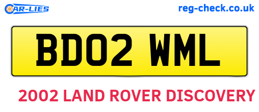 BD02WML are the vehicle registration plates.