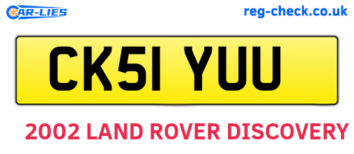 CK51YUU are the vehicle registration plates.