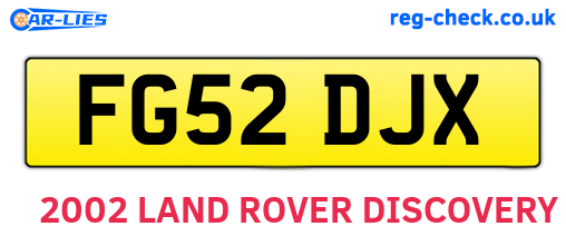 FG52DJX are the vehicle registration plates.