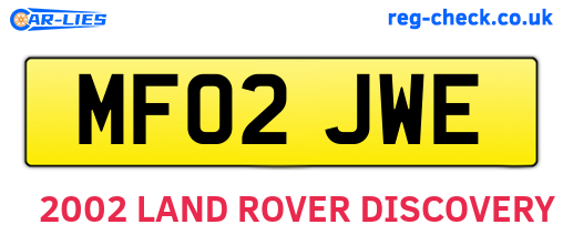 MF02JWE are the vehicle registration plates.