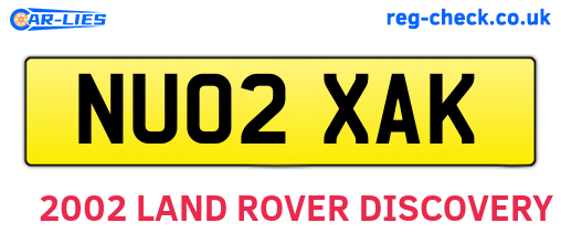 NU02XAK are the vehicle registration plates.