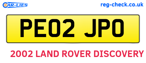 PE02JPO are the vehicle registration plates.