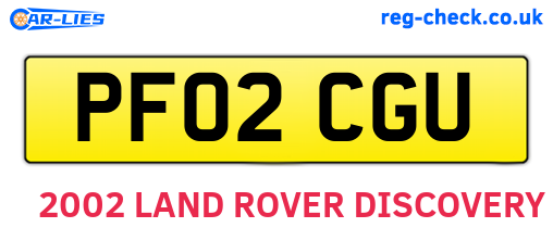 PF02CGU are the vehicle registration plates.