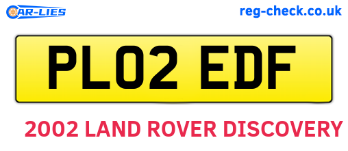 PL02EDF are the vehicle registration plates.