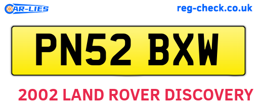 PN52BXW are the vehicle registration plates.