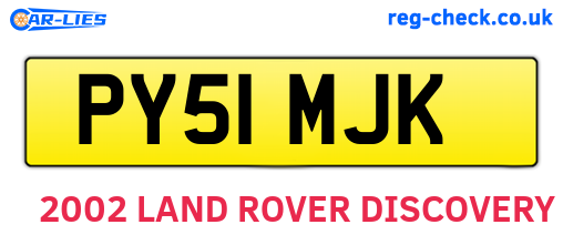 PY51MJK are the vehicle registration plates.