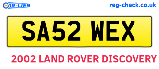 SA52WEX are the vehicle registration plates.