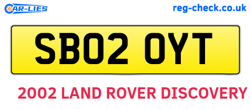 SB02OYT are the vehicle registration plates.