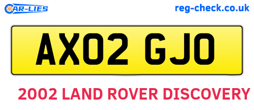 AX02GJO are the vehicle registration plates.