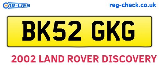 BK52GKG are the vehicle registration plates.
