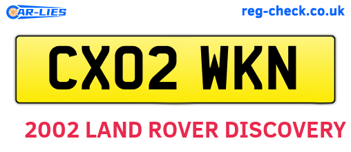 CX02WKN are the vehicle registration plates.