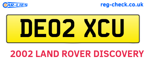 DE02XCU are the vehicle registration plates.