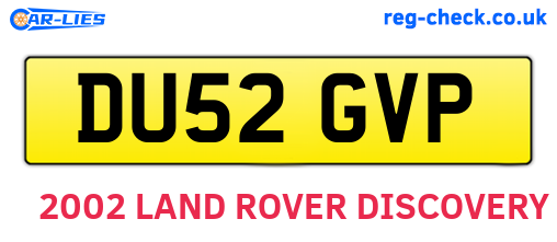 DU52GVP are the vehicle registration plates.