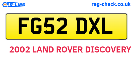 FG52DXL are the vehicle registration plates.
