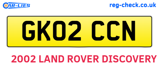 GK02CCN are the vehicle registration plates.
