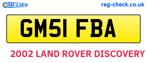 GM51FBA are the vehicle registration plates.