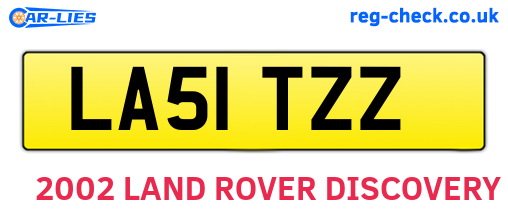 LA51TZZ are the vehicle registration plates.