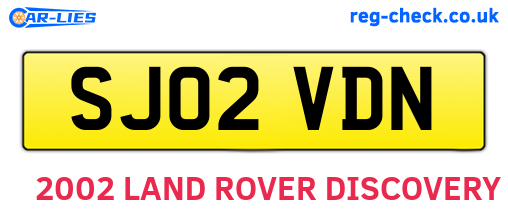 SJ02VDN are the vehicle registration plates.
