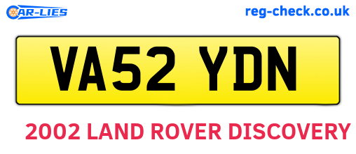 VA52YDN are the vehicle registration plates.