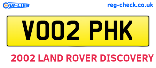 VO02PHK are the vehicle registration plates.