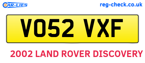 VO52VXF are the vehicle registration plates.
