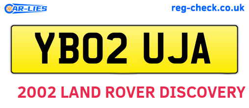 YB02UJA are the vehicle registration plates.
