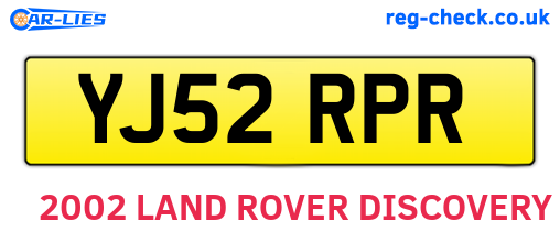 YJ52RPR are the vehicle registration plates.