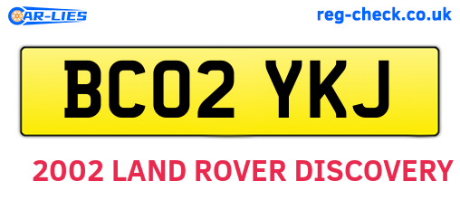 BC02YKJ are the vehicle registration plates.