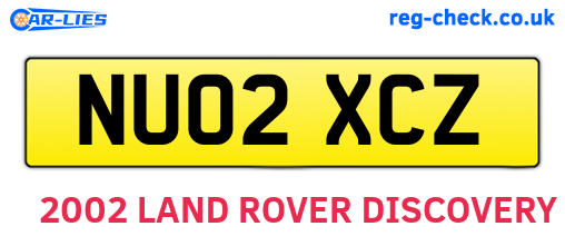NU02XCZ are the vehicle registration plates.