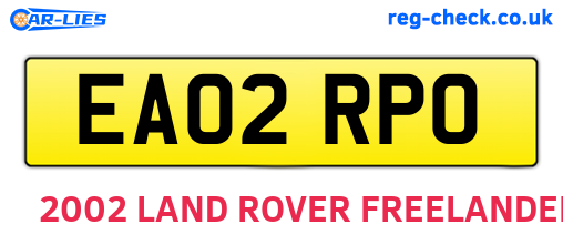 EA02RPO are the vehicle registration plates.