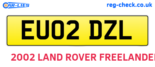 EU02DZL are the vehicle registration plates.