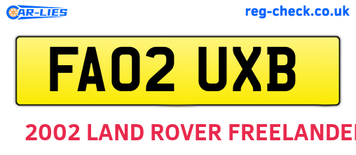 FA02UXB are the vehicle registration plates.
