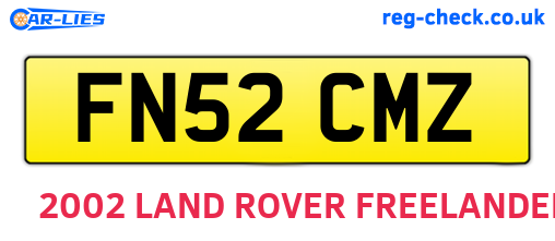 FN52CMZ are the vehicle registration plates.