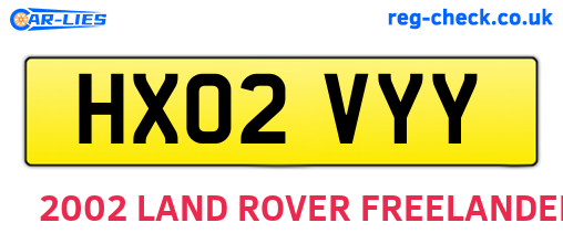 HX02VYY are the vehicle registration plates.