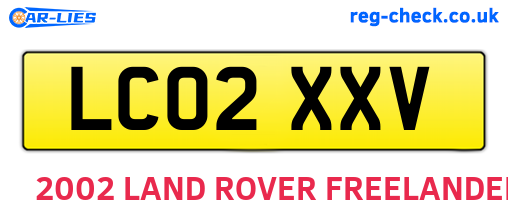 LC02XXV are the vehicle registration plates.