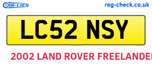 LC52NSY are the vehicle registration plates.