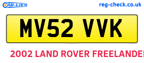 MV52VVK are the vehicle registration plates.