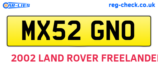 MX52GNO are the vehicle registration plates.