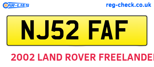 NJ52FAF are the vehicle registration plates.