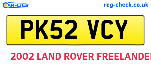 PK52VCY are the vehicle registration plates.